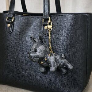 Checkered Dog Keychain with Gold Accents